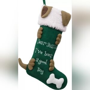 "Dear Santa I've Been A Good Dog" Christmas Stocking Green. Holiday Dog, Pet